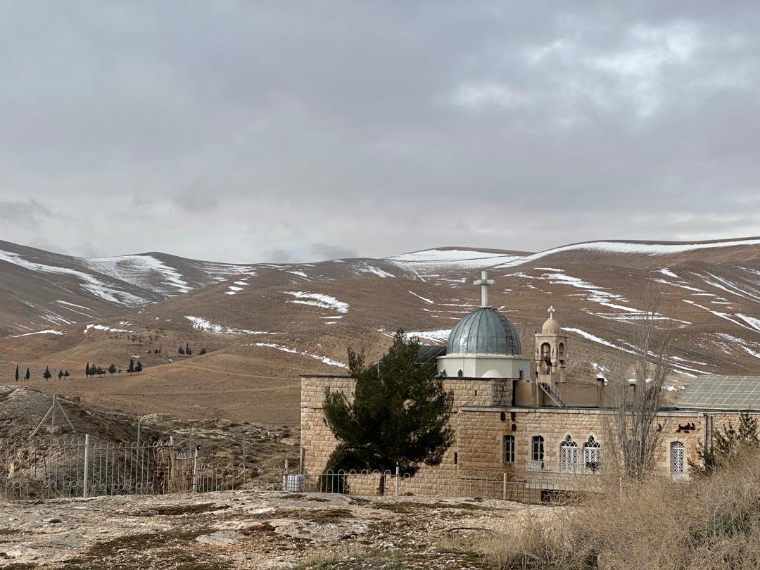 Maaloula Syria village on a snowy winter day