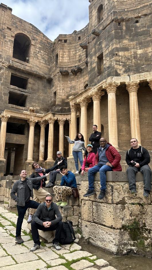 group of tourists in bosra theater deraa group-of-tourists-in-bosra-theater-deraa