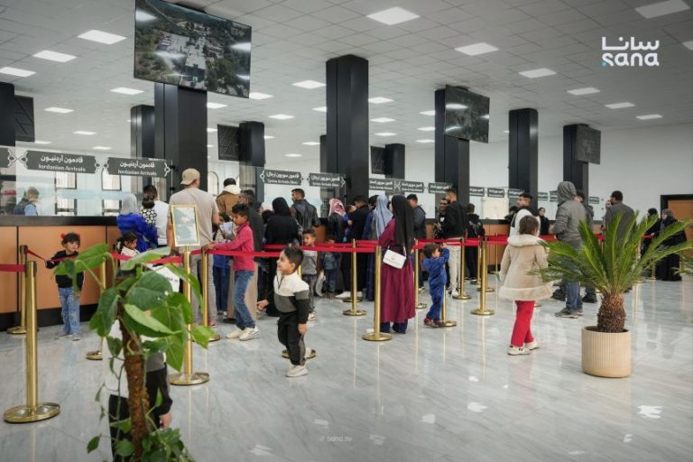 Travelers at the Nassib border crossing between Syria and Jordan after passenger traffic resumed on October 28, 2026